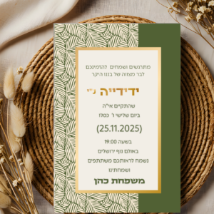 הזמנה בר מצווה - ידידיה