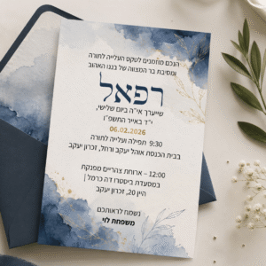 הזמנה בר מצווה -  Blue Watercolor